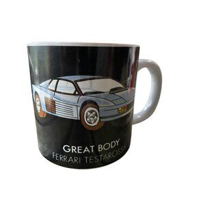 Vtg 1980s Ferrari Testarossa Great Body Sports Car Black Coffee Mug 1987 Korea